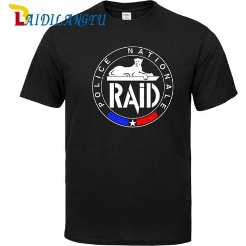 Men clothes 2018 Raid French Police Mens T Shirt Anti-terrorism Unit Gign Black O Neck Tee T-shirts