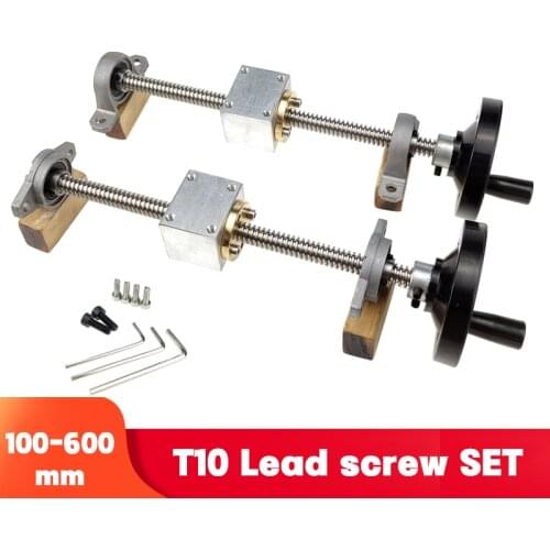 Handwheel lead guide rail screw T10 lead screw 10mm 250 300 400 500mm + Vertical bracket DIY simple slide