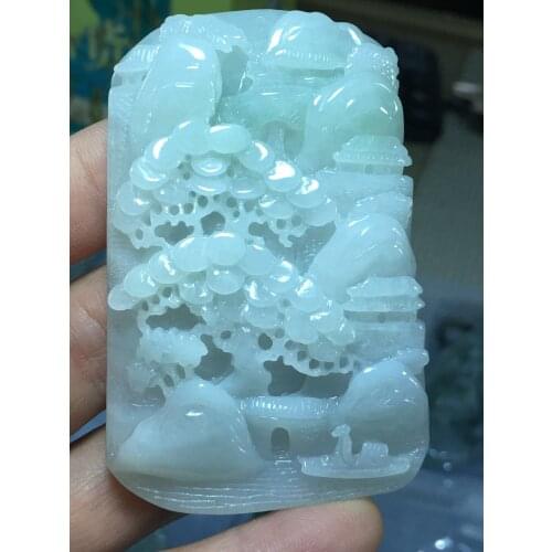 Natural Myanmar jade A HandCarved guan yin Buddha jadeite green jade pendant jade necklace pendants jewelry jade necklaces