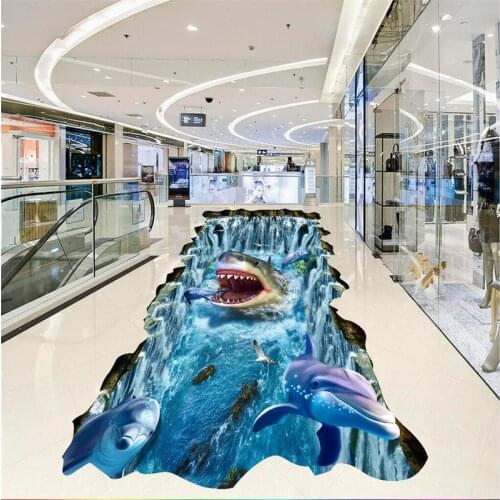 Beibehang custom Shark Falls Self-adhesive papier peint floor wall paper wallpaper 3d flooring waterproof wall papers home decor