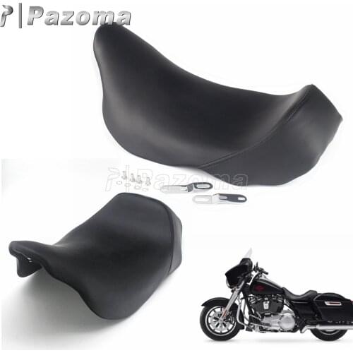 Black Motorcycle Rider Saddle Seat Solid Foam Seat Cushion Pan For Harley Touring Road King Street Electra Glide FLHX 2008-2020