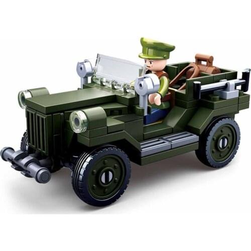 SLUBAN Boy Assembling World War GAZ-67 Jeeped MOC Building Blocks Model Sets Bricks Classic For Children Toys Kids Gift PUBG