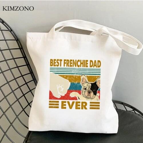 French Bulldog shopping bag handbag recycle bag shopping cotton bolsa bag reciclaje fabric grab