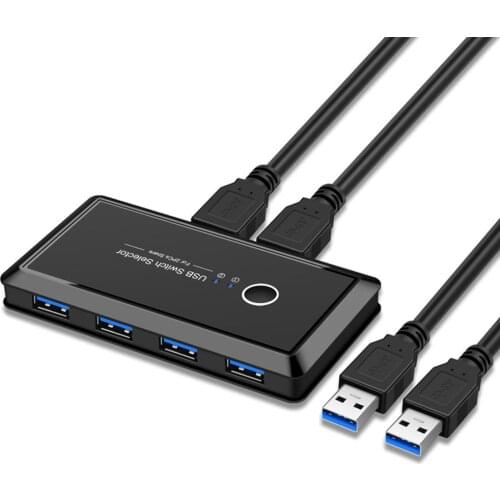 USB 3.0 Switch Selector 2 Port PCs Sharing 4 Devices for Keyboard Mouse Scanner Printer Kvm Switch Hub