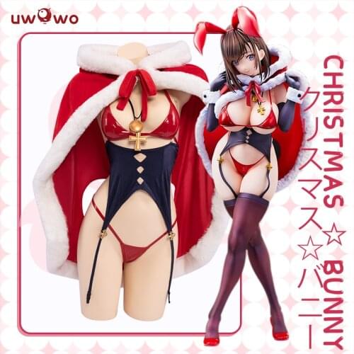 UWOWO Mantaro Christmas Bunny Cosplay Sexy Bunny Girl Costume Red Jumpsuit Rabbit Women Cosplay Costumes For Holidays Party