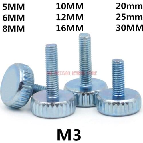 10Pcs DIN653 GB835 M3*(5/6/8/10/12/16/20/25/30)mm Knurling Flat Head Knurled Thumb Screw Hand Tighten Computer Screws