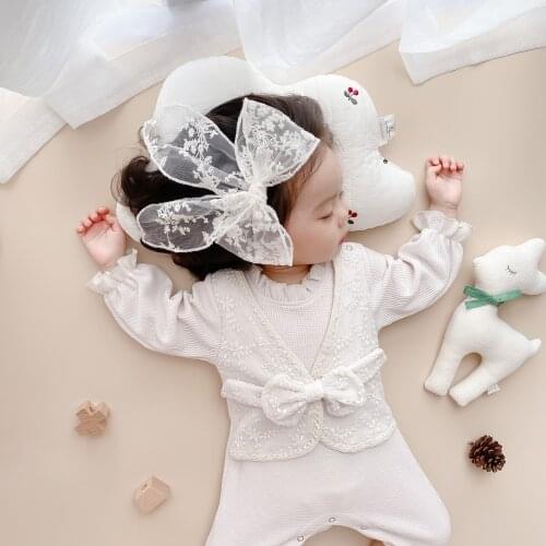 Knitted Baby Girls Romper For Newborn Autumn New Kids Clothes With Vest Cotton Long Sleeve Jumpsuit Toddler Playsuit Clothes Bow