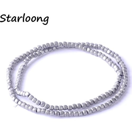 High quality 3mm Natural stone matt multi-color square loose spacer hematite beads for DIY jewelry necklace bracelet making