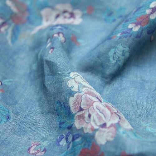 High quality ramie fabric digital printing tissus Top grade dress, shirt, cheongsam clothing patchwork