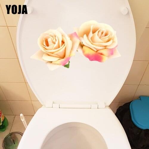 YOJA 21.7X12.2CM Plant Rose Classic Toilet Seat Stickers Home Room Decoration Wall Decal T1-1953