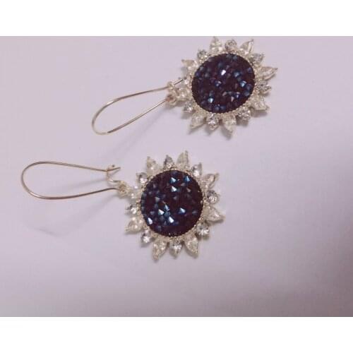 Women Christmas Gift Fashion Crystal Sun flower Drop earrings Femme Brincos Rhinestone flower pendant Bijoux