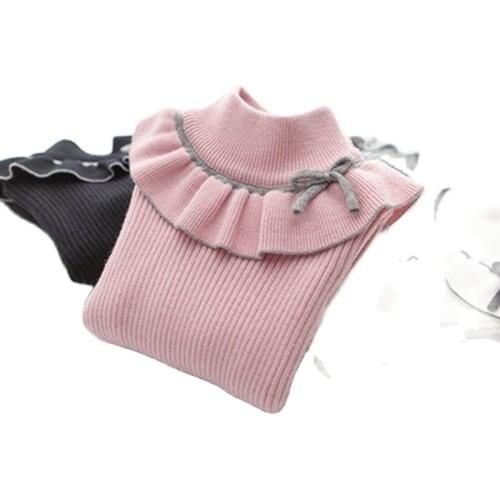 2020 Winter Girls Trutleneck Sweaters Children Knit Sweater Winter Warm Slim Sweaters