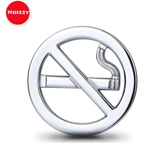 Noizzy Public No Smoking Signs for Business Car Stickers Auto Badge Hotel Office Symbol Emblem Metal Chrome Vehicles Car Styling
