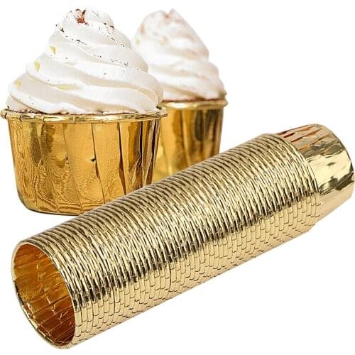 50pcs/set Golden Muffin Wrapper Paper Cup Oilproof Cupcake Liner Baking Cup Tray Wedding Party Supplies Kitchen Accessories
