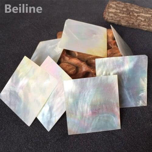 1lot(5pcs)30mm /30mm/0.5mm white Natural mother of pearl shell for musical instrument accessories and wood inlay carved material