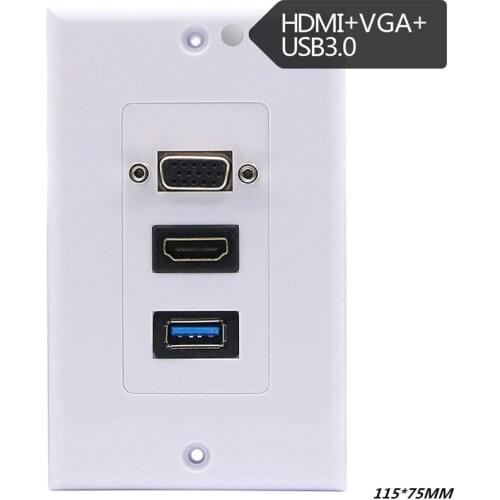 1pc VGA usb3.0 Wall Plate Composite Jack Outlet HDTV 1080pABS