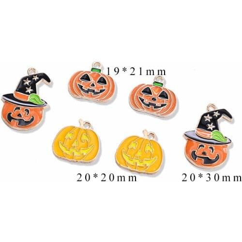 10pcs/Lot Pumpkin Diy Handmade Oil Enamel Charms Design for Jewelry Making Earring Bracelet or Necklace