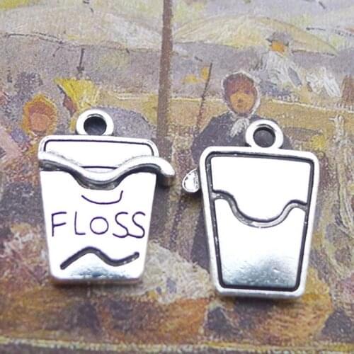 10pcs Tibetan Silver Color Dental Floss Charms Pendant Fit Bracelets Necklace DIY Metal Jewelry Making