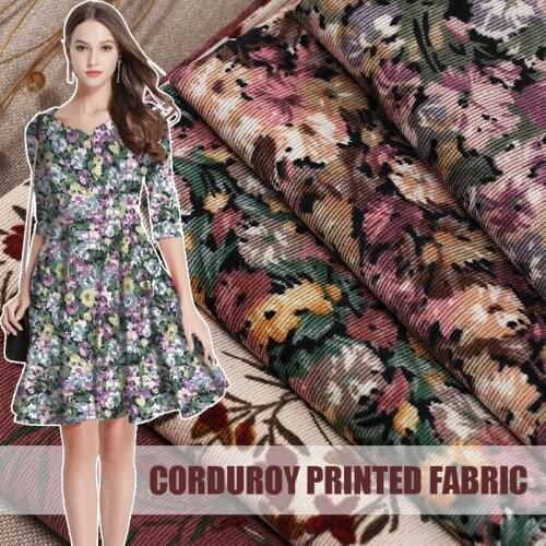 100*150cm Small Floral Printed Soft Velvet Corduroy Fabric For Winter Shirts Dress Kids Clothing Costume Curtain Sewing Craft