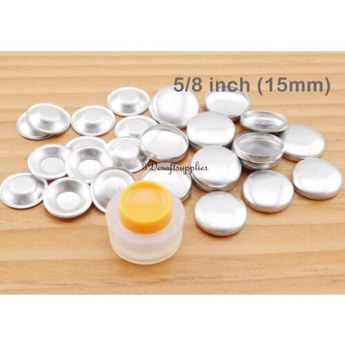 15 set 15mm fabric self cover buttons Flat back with Assembly tool