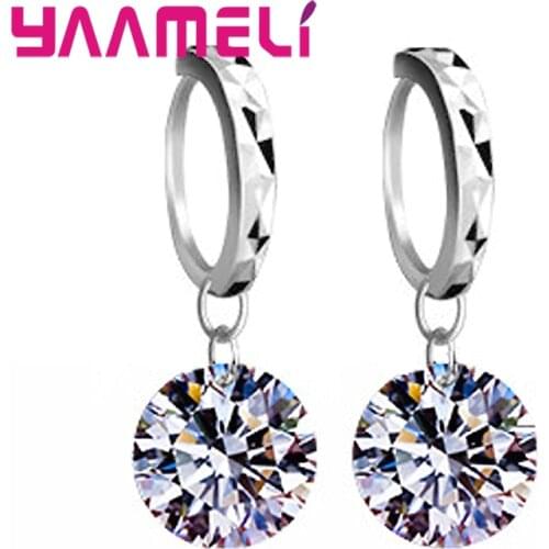 Big Discount Genuine 925 Sterling Silver 8 Colors Shiny Cubic Zirconia Dangle Earrings Crystal Jewelry For WOmen Ladies