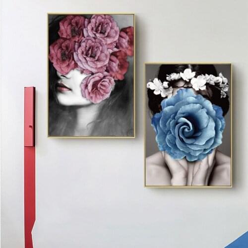Abstract Flower Avatar Girl Printed Canvas Painting Wall Art Prints Modern Style Cuadros Poster Modern Home Decoration Photo pop