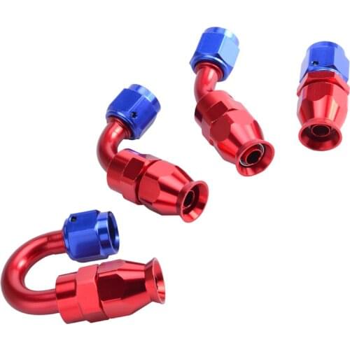 AN6 AN Oil Cooler Fitting Adapter Aluminum Straight/45/90/180 Degree Oil Fuel Swivel Reusable Hoes End Fit PTFE Oil Hose