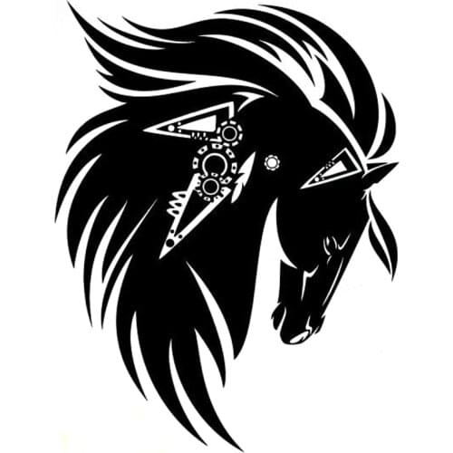 Car Sticker Horse Animal Tattoo Art Car Decoration Sticker Cover Scratch Car Decoration Pvc Car Sticker Black/white, 18cm*14cm