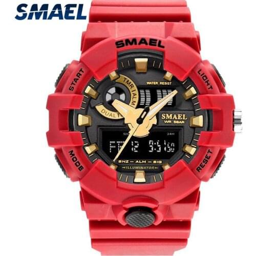 SMAEL Clock1642 Men Watches Red Style New Sport Watch 50Meters Waterproof Relogio masculino Military Shock Fashion Quartz