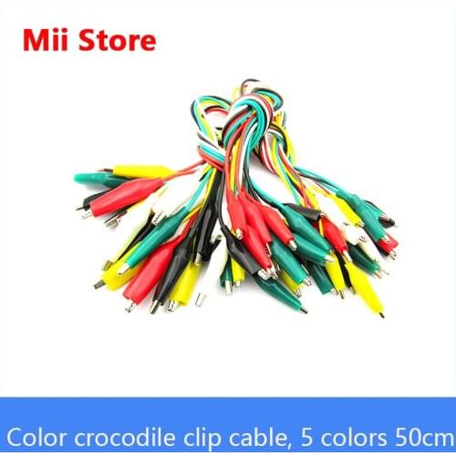 Colored alligator clip cord test wire lead power cord, 5 colors double-headed 50cm large medium Small with 10 pcs