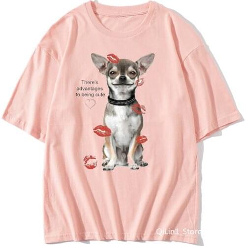 Theres Advantages to Being Cute funny graphic tshirt women men lovely Chihuahua animal print summer top dog lover friends gift