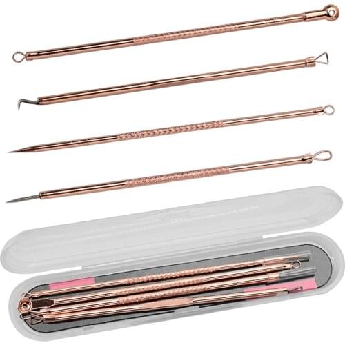 4PCS Acne Blackhead Removal Needles Makeup Tools Stainless Steel Pimple Comedone Spot Extractor Cleanser Face Skin Care