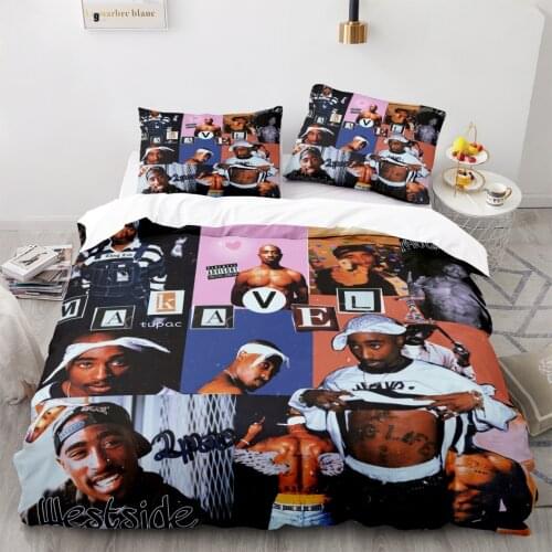 2 Pac Bedding Set Single Twin Full Queen King Size Tupac 2 Pac Bed Set Childrens Kid Bedroom Duvetcover Sets 3D 001
