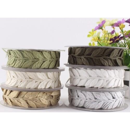 15M gold silver Satin Leaves Vine Garlands Ribbon Sew On Fabric Lace Trim Bridal gold party decorations gold african lace fabric