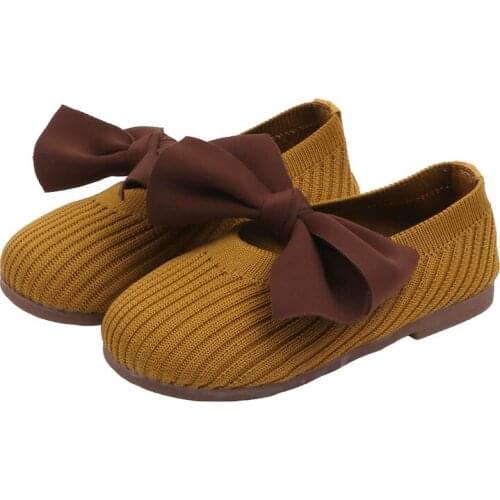 CUZULLAA Girls Breathable Loafers Shoes Children Fly Woven Sneakers Kids Soft Bottom Silk Butterfly-Knot Casual Shoes Size 21-30