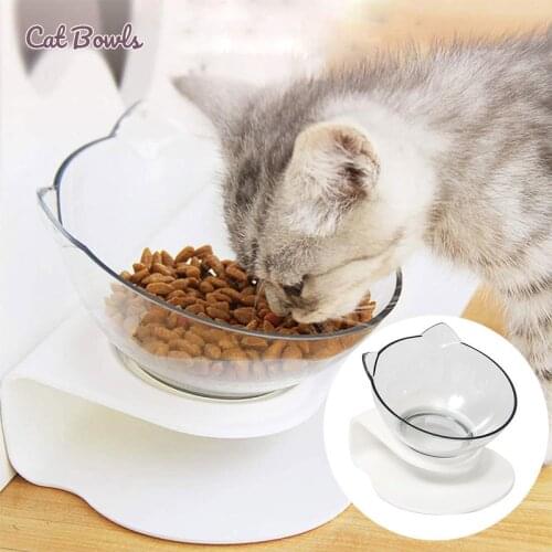 Single Cat Bowl Transparent ABS Material Non-slip Food Water Bowls with Raised Stand Pet Dog Cats Feeders Pets Supplies