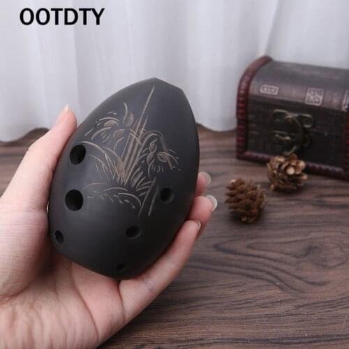 OOTDTY 8 Holes Ocarina Black Clay Xun Musical Instrument For Children Beginner Gift