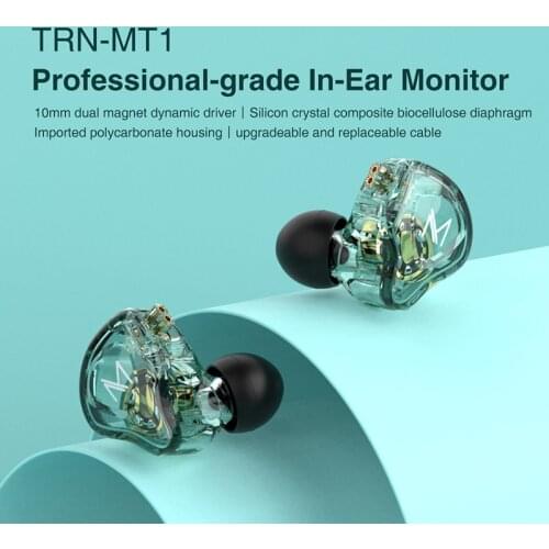 TRN MT1 3.5mm In-ear Headset HIFI Hanging Ears Sport Running Earphone Heavy Bass SmartPhone Wired Transparent Headphone With Mic