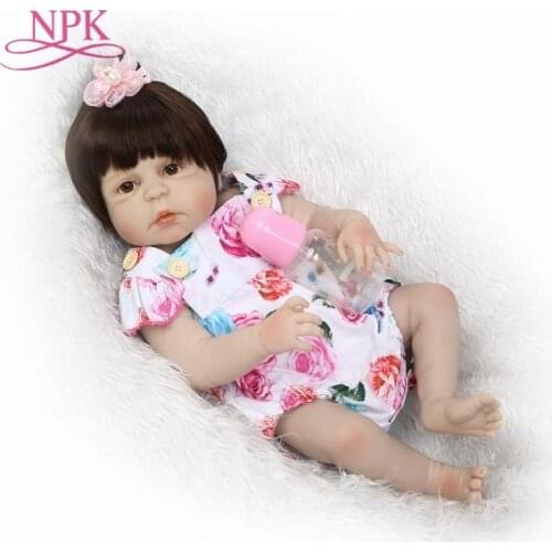 NPK Adorable 55CM Reborn Doll Handmade Full Silicone Bebes Reborn Boy Doll Boneca In Cute Clothes famale body fake baby dolls