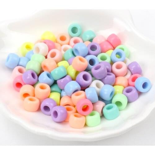 Wholesale Mixed Lucky Color Cylinder Round Acrylic Spacer Loose Beads For Jewelry Making Diy 8mm 50pcs YKL0097X