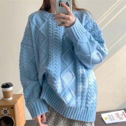 Autumn Winter Thick Sweater Female Outer Wear Fashion Loose Hedging Bottoming Sweater Ladies Round Neck Warm Knitt Jacket Women
