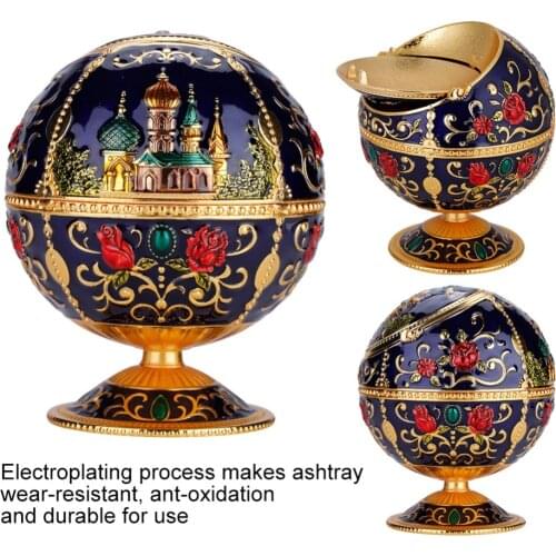 Portable Globe Ashtray Mini Metal Round Ball Stamped Pattern Ashtray Birthday Gift for Dad Room Office Decoration Christmas Gift