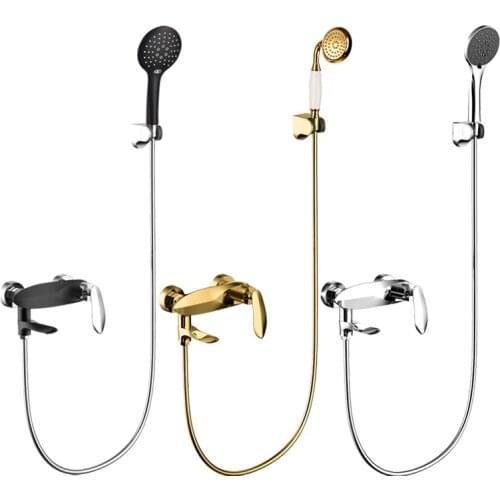Luxury Gold/ Black/ Chrome solid brass bathroom Shower faucet set Cold and hot water Bathtub faucet wall mounted Popular design