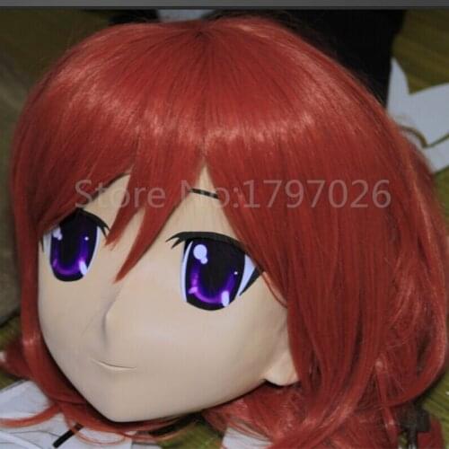 Handmade latex full head mask fetish female kigurumi cosplay crossdresser kigurumi mask eye hair color can be customize