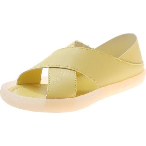 2021 new summer sandals female fairy style flat jelly bottom sports Roman two wear cross sandals tide