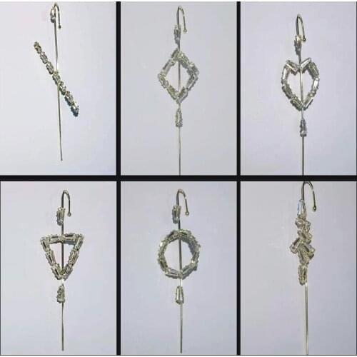 Silver Color Ear Needle Earring Women Ear Bone Geometric Line Zircon Earrings Jewelry