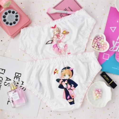 Anime Card Captor Print Low Waist Milk Silk Lolita Cartoon Panties Underwear Japanese Sweet Womens Sexy Kawaii Briefs Lingerie