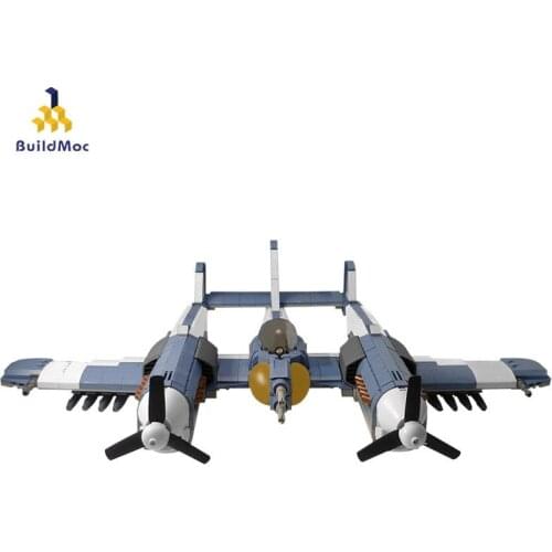 Buildmoc Military Retro Bomber Combat Aircraft Moc Series Military Warfare Weapon Technical Building Block Model Kid Toy Gift
