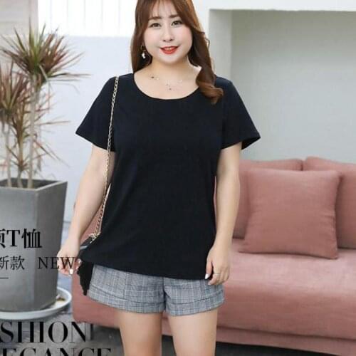 Zuolunouba New Casual Office Lady Short Sleeve Black T Shirts Women O-neck Tops Loose Plus Size Tees Female