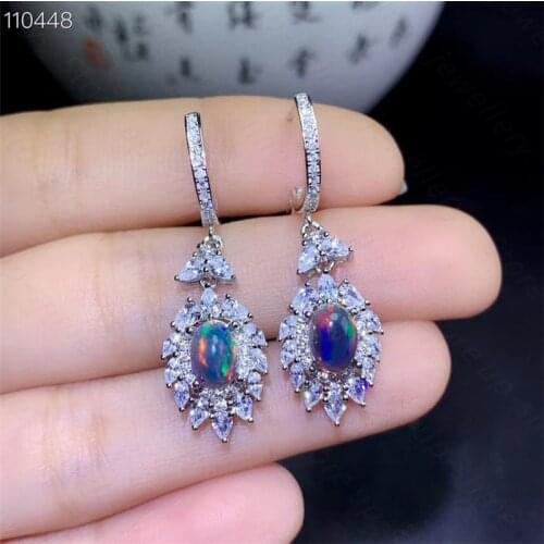 New black opal earrings 925 silver ladies earrings are the best choice for luxurious and atmospheric gifts
